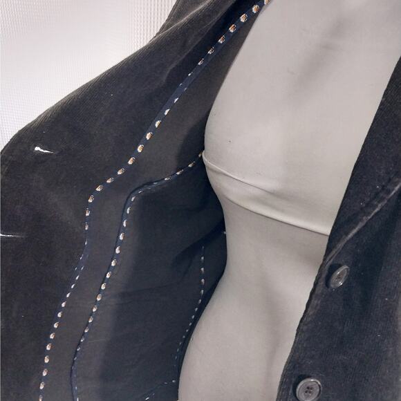 LANDS' END! ESPRESSO BROWN FINE WALE CORDUROY UTILITY STYLE JACKET BLAZER! SZ 16 - Picture 7 of 13